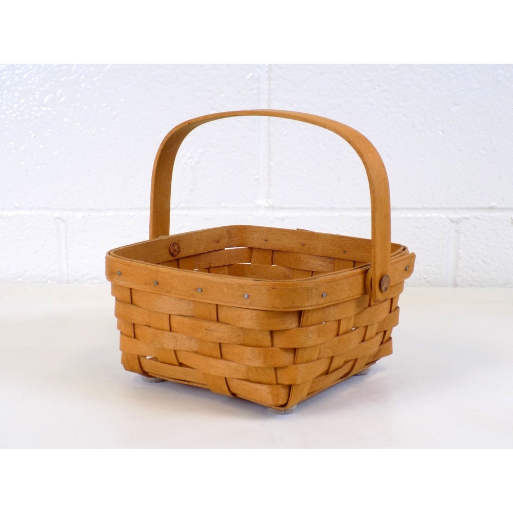 Square Medium Berry Basket w/ Handle 7-1/2" Vintage 1994 Longaberger